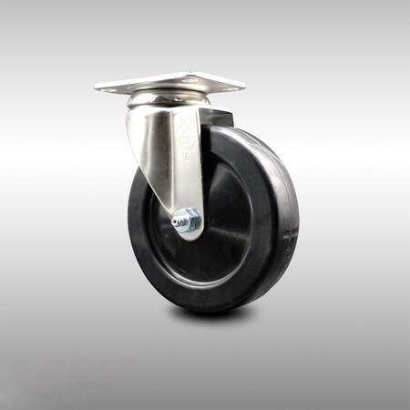 Service Caster 5 Inch 316SS Soft Rubber Wheel Swivel Top Plate Caster SCC-SS31620S514-SRS